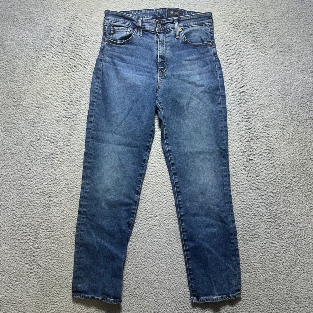 AG Mari Crop‎ 29 High Rise Straight Japanese Denim Jeans Medium Wash
